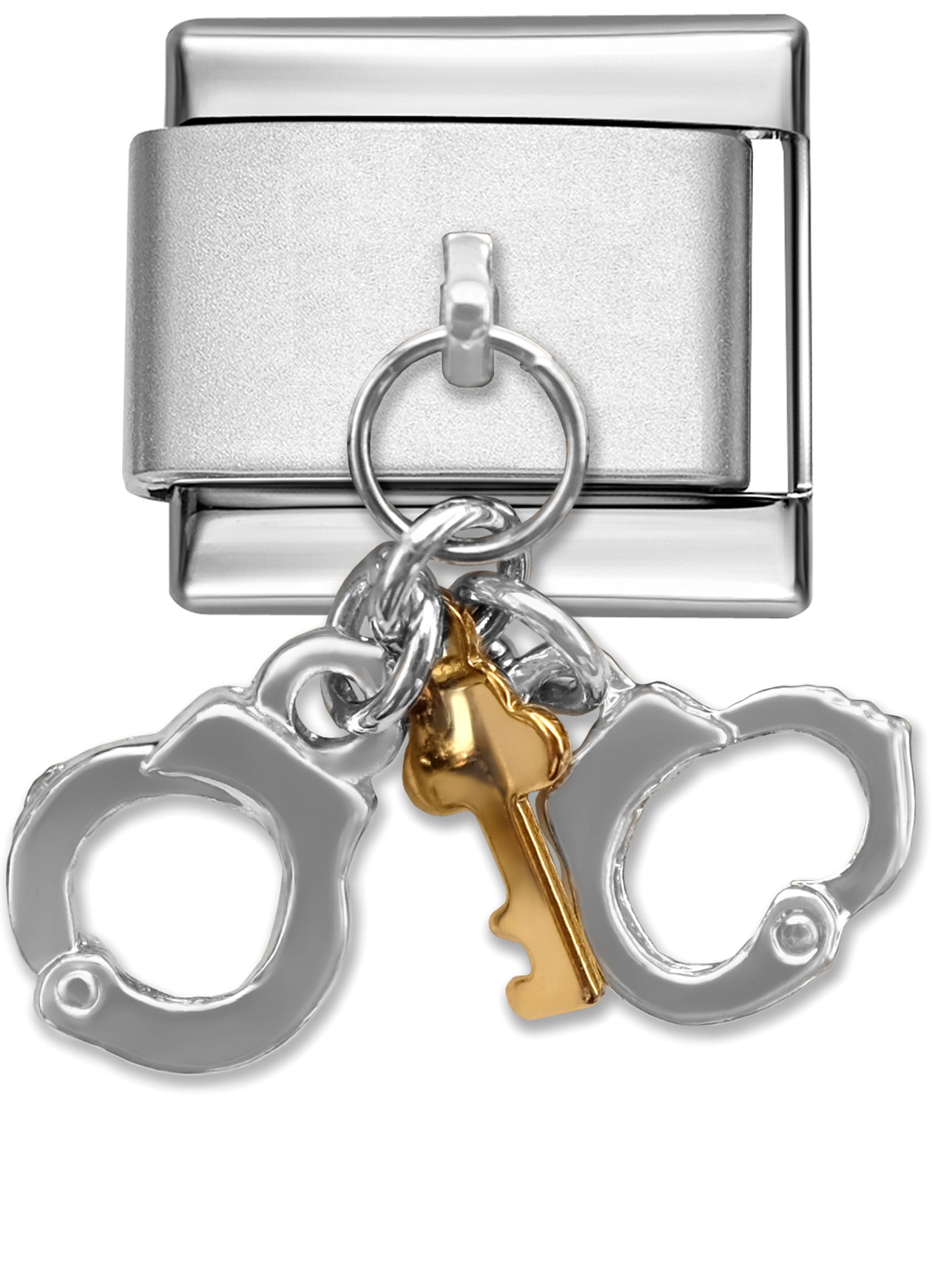 POLICE HANDCUFFS FUN Dangle Italian 9mm Charm NC100 Fits Nomination